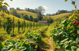 A scenic view depicting an abundant harvest of organic vegetables amid greenery.
