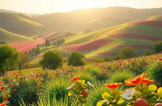 A vibrant field full of organic vegetables and fruits, illustrating the abundance of healthy eating.
