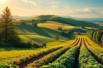 A bright, inviting landscape featuring various fruits and vegetables, symbolizing healthy nutrition.