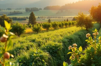 A scenic view of an orchard filled with vibrant fruits and vegetables, promoting healthy nutrition.