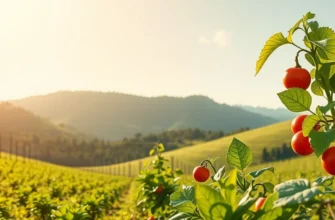 A bright, natural landscape filled with healthy fruits and vegetables.