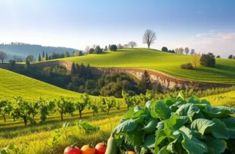 A photorealistic depiction of a sunlit orchard rich in fruits and vegetables, illustrating the essence of dairy-free nutrition.