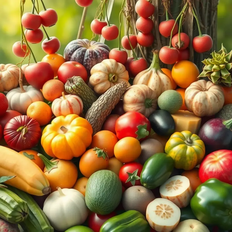 A lush sunlit field filled with organic produce, capturing the vibrant essence of nature.