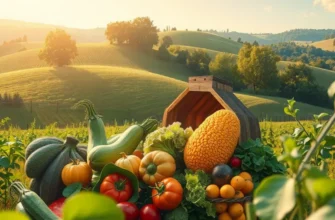 A natural landscape showcasing fresh fruits growing abundantly in a sunlit orchard.