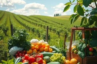 A vibrant orchard filled with healthy fruits and lush greenery.