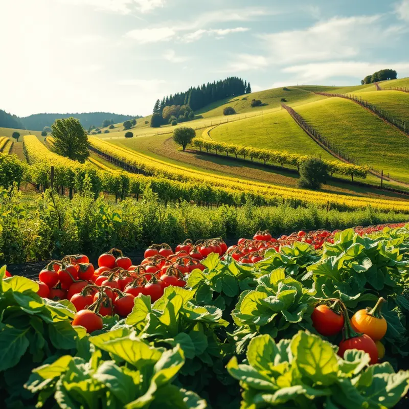 A scenic banana orchard bathed in sunlight, emphasizing nature’s organic bounty.
