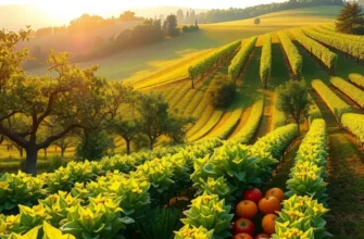 Beautiful natural landscape depicting fresh, organic produce growing in a sunlit field.