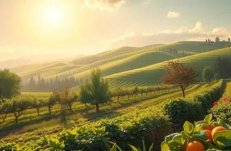 A vibrant landscape filled with a variety of fruits and vegetables in a healthy and natural setting.