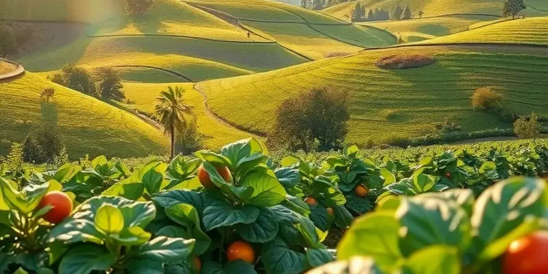 A beautiful natural landscape with organic produce highlighting healthy nutrition.