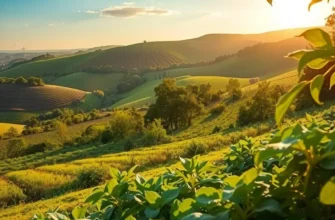 A photorealistic representation of a vibrant landscape filled with natural produce.