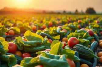 A sunlit field filled with organic vegetables and fruits symbolizing healthy nutrition choices.