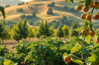 A picturesque scenery of a field with vibrant organic fruits and vegetables.