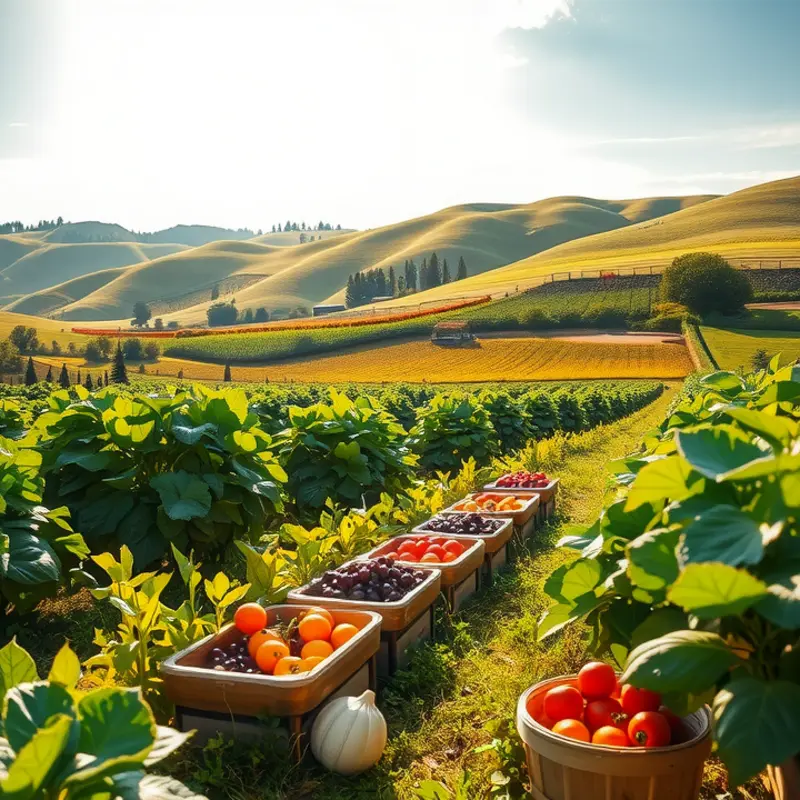 A scenic orchard bursting with vibrant fruits that promote hydration.