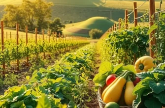 A sunlit field showcasing fruits and vegetables as symbols of hydration.