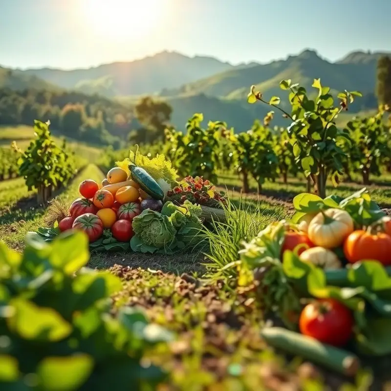A sunlit landscape showcasing nature’s bounty, emphasizing the connection between nutrition and well-being.