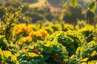 A picturesque landscape of a natural orchard with lush fruits and vegetables symbolizing a healthy diet.
