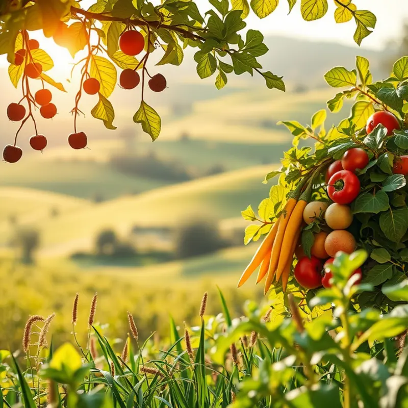 A vibrant landscape showcasing organic produce essential for liver health.