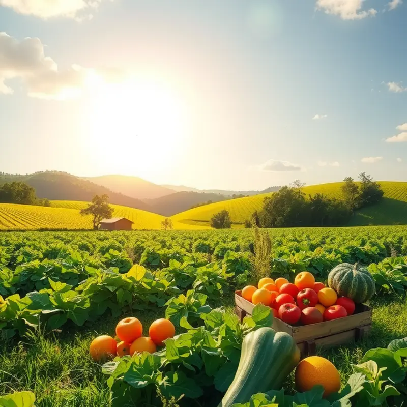 A vibrant, sunlit field showcasing the abundance of nature.