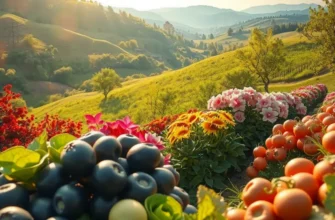 A lush garden depicting rich organic harvests suitable for quick meal preparation.