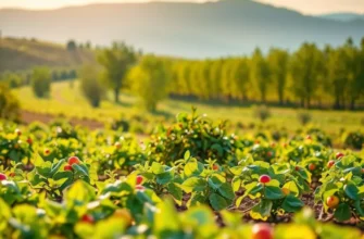 A vibrant and peaceful orchard scene filled with fruits and vegetables, emphasizing a natural approach to healthy living.
