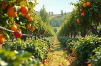 A beautiful landscape filled with lush vegetation and vibrant crops, symbolizing nature's bounty.