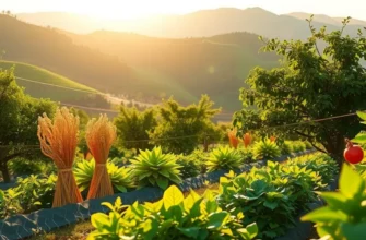 A beautiful landscape filled with vibrant fruits and vegetables, emphasizing a healthy lifestyle.