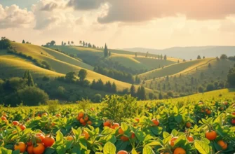 A vibrant landscape illustrating the abundance of healthy organic produce.