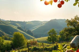A photorealistic landscape showing a healthy nutrition theme with lush greenery and vibrant produce.