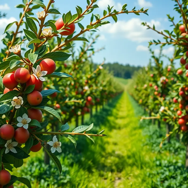 A sunlit field filled with vibrant vegetables and fruits, symbolizing abundance and nourishment.
