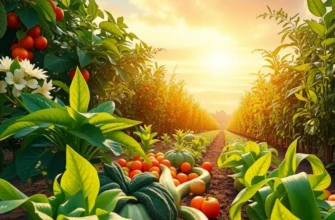 A beautiful garden filled with fresh vegetables and fruits under the sunlight, embodying the concept of natural eating.