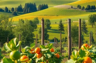 A lush field bright with fresh vegetables and fruits bathed in warm sunlight.