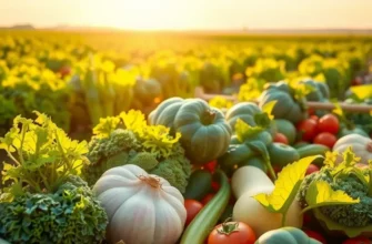 A scenic view of a verdant field abundant with vegetables and fruits, representing the essence of healthy nutrition.