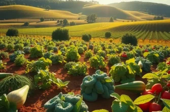 A bright and vibrant landscape showcasing an abundance of organic produce, representing the essence of royal food traditions.