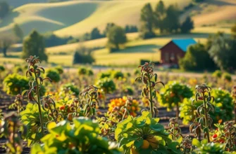 A peaceful view of a sunlit landscape abundant with vegetables and fruits, symbolizing healthy meal preparation.