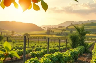 A photorealistic landscape of a sunlit field teeming with organic produce, representing the abundance of nature.