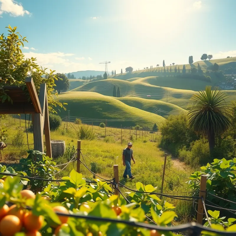 A sunlit field showcasing vibrant organic produce.