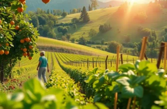 A beautiful field filled with organic produce, basking in soft sunlight.