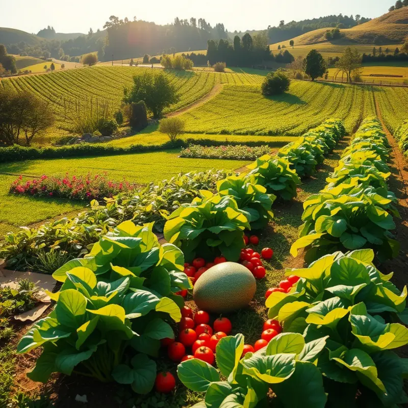 A vibrant field of organic produce representing the freshness of the Pegan diet.