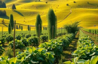 A beautiful sunlit field of organic produce.