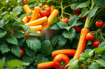A tranquil field filled with a variety of colorful fruits and vegetables in a natural setting.