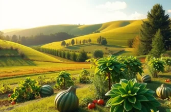 A sweeping view of a vibrant landscape teeming with healthy, organic food.