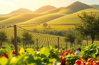 A beautiful natural scene showcasing a vibrant field of fruits and vegetables contributing to a healthy lifestyle.