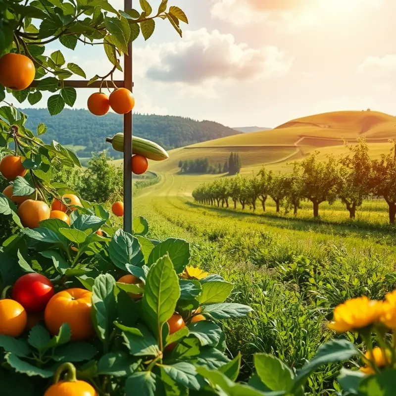 A vibrant landscape showcasing organic produce essential for liver health.