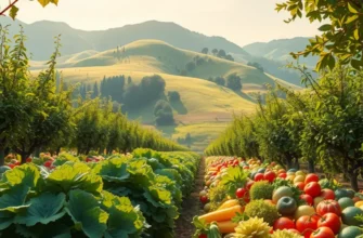 A lush garden showcasing a variety of colorful organic produce.