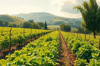 An expansive view of an organic harvest field, highlighting vibrant fruits and vegetables surrounded by greenery.