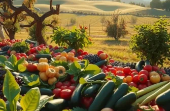 A picturesque landscape of vibrant organic fruits and vegetables, epitomizing the freshness of mindful eating.