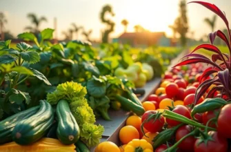 A thriving vegetable garden filled with colorful vegetables and greenery.