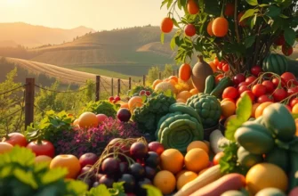 A scenic Amazonian view showcasing a flourishing landscape with fruits and vegetables.