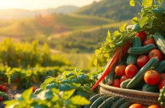 A beautiful orchard filled with fresh organic vegetables and fruits, emphasizing healthy nutrition.