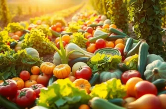A picturesque field with diverse organic produce symbolizing nutrition and health.